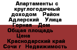 Апартаменты с круглогодичный доходом › Район ­ Адлерский › Улица ­ Горная › Дом ­ 1 › Общая площадь ­ 17 › Цена ­ 1 950 000 - Краснодарский край, Сочи г. Недвижимость » Квартиры продажа   . Краснодарский край,Сочи г.